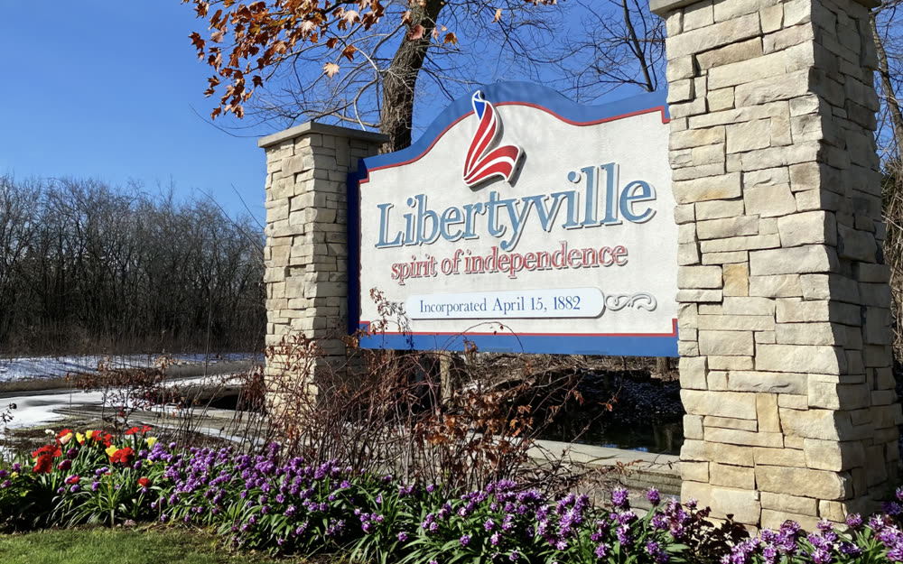 The Village of Libertyville sign, near the Grand Oaks Libertyville office